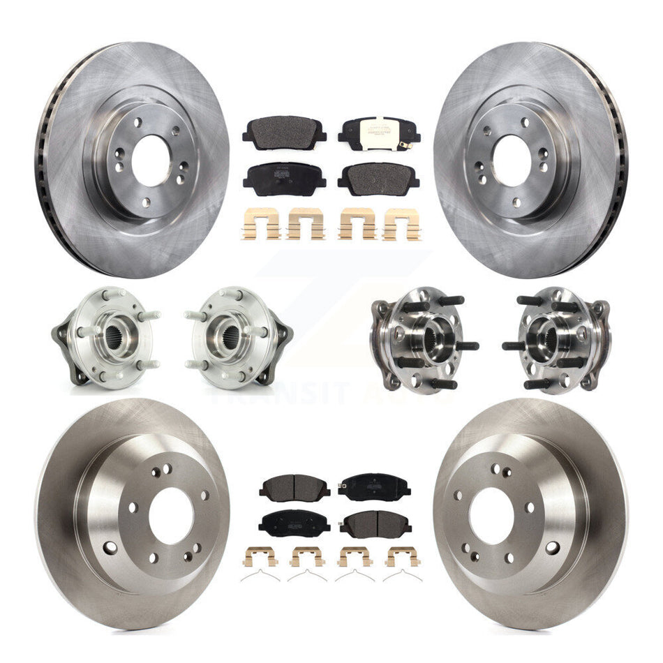 Front Rear Hub Bearings Assembly Disc Brake Rotors And Semi-Metallic Pads Kit (10Pc) For Hyundai Santa Fe XL AWD KBB-115717