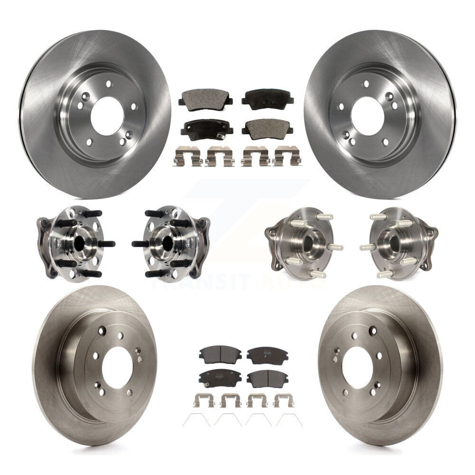 Front Rear Hub Bearings Assembly Disc Brake Rotors And Semi-Metallic Pads Kit (10Pc) For Hyundai Tucson Kia Sportage KBB-115719