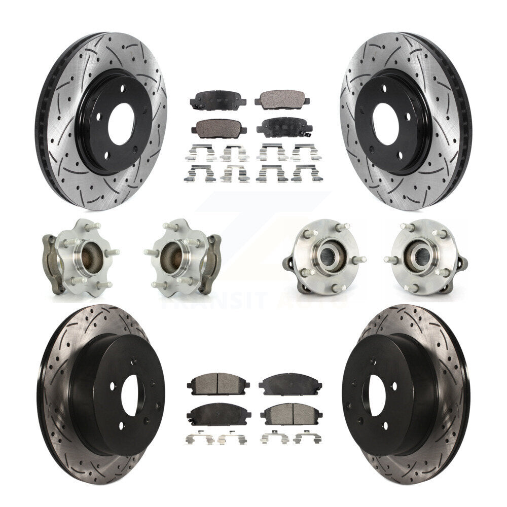 Front Rear Hub Bearing Coated Disc Brake Rotor Pads Kit (10Pc) For 2004-2009 Nissan Quest KBB-115720