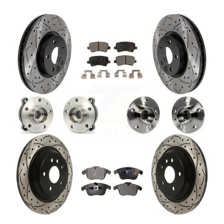 Front Rear Hub Bearing Coated Disc Brake Rotor Pad Kit (10Pc) For 2013-2014 Volvo S60 AWD KBB-115733