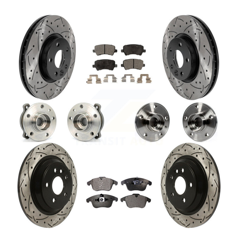 Front Rear Hub Bearing Coated Disc Brake Rotor Pad Kit (10Pc) For 2013-2014 Volvo S60 AWD KBB-115733