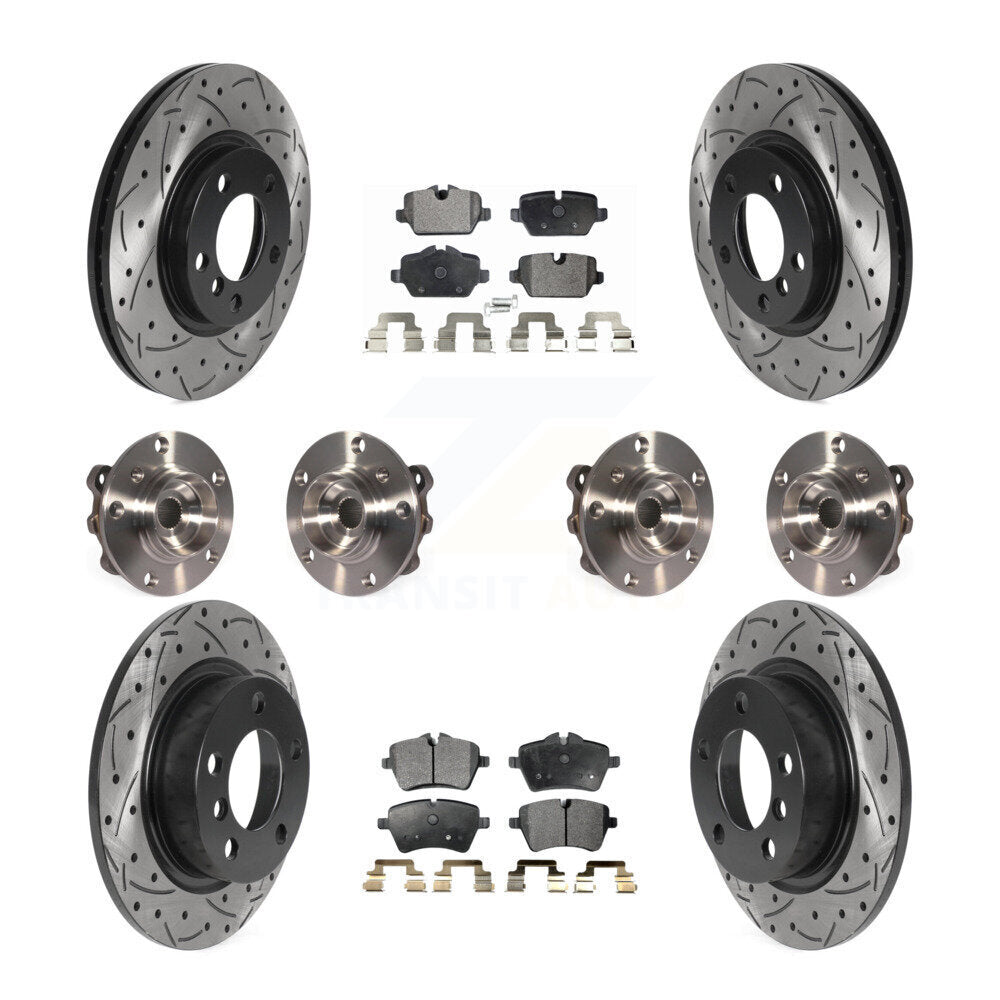 Front Rear Hub Bearing Coat Brake Rotor Pad Kit (10Pc) For Mini Cooper Countryman Paceman KBB-115758