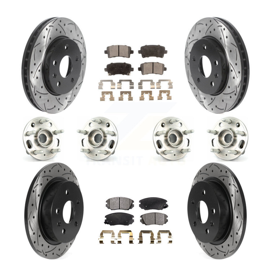 Front Rear Hub Bearings Assembly Coated Disc Brake Rotors And Semi-Metallic Pads Kit (10Pc) For 2013-2015 Chevrolet Malibu Naturally Aspirated KBB-115766
