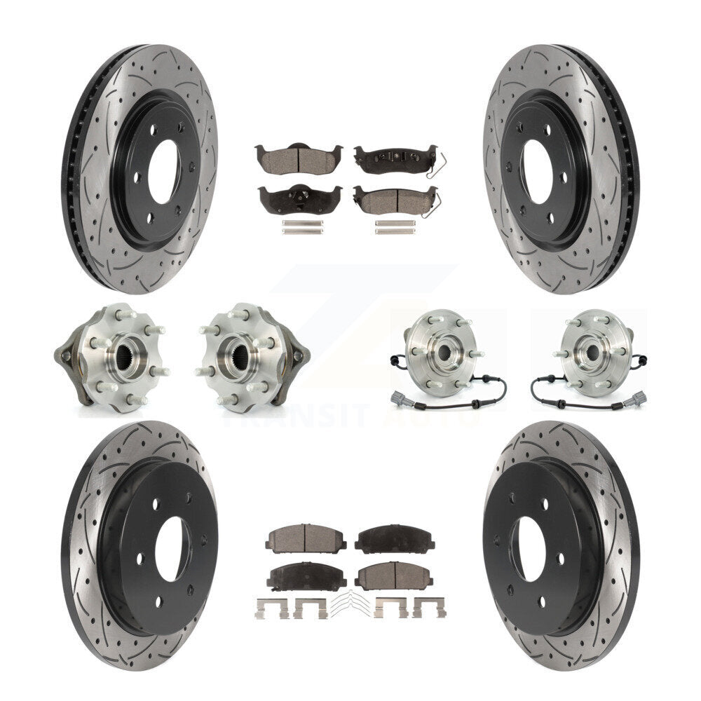 Front Rear Hub Bearings Coated Disc Brake Rotors And Pads Kit (10Pc) For Nissan Armada KBB-115769