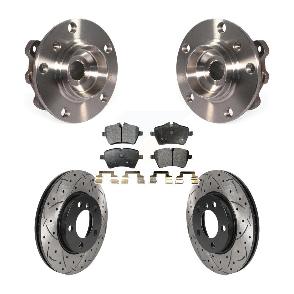 Front Hub Bearing Coat Drill Slot Brake Rotor Pads Kit For Mini Cooper Countryman Paceman KBB-115779