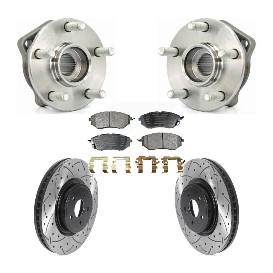 Front Hub Bearing Coat Drill Slot Brake Rotor Pads Kit For Subaru Outback Legacy Forester KBB-115782