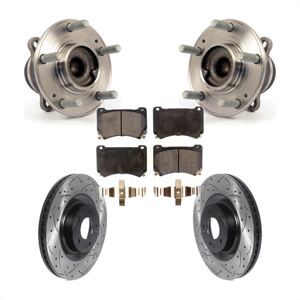 Front Hub Bearing Assembly Coat Drill Slot Brake Rotor Pads Kit For Hyundai Genesis Equus KBB-115786
