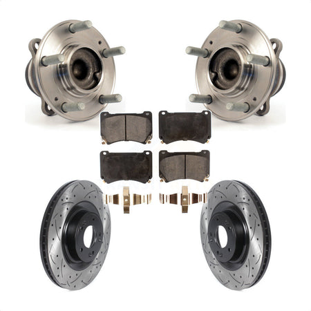 Front Hub Bearing Assembly Coat Drill Slot Brake Rotor Pads Kit For Hyundai Genesis Equus KBB-115786