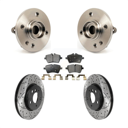 Front Hub Bearing Assembly Drill Slot Brake Rotor Pads Kit For 2014-2015 Mini Cooper 1.6L KBB-115791