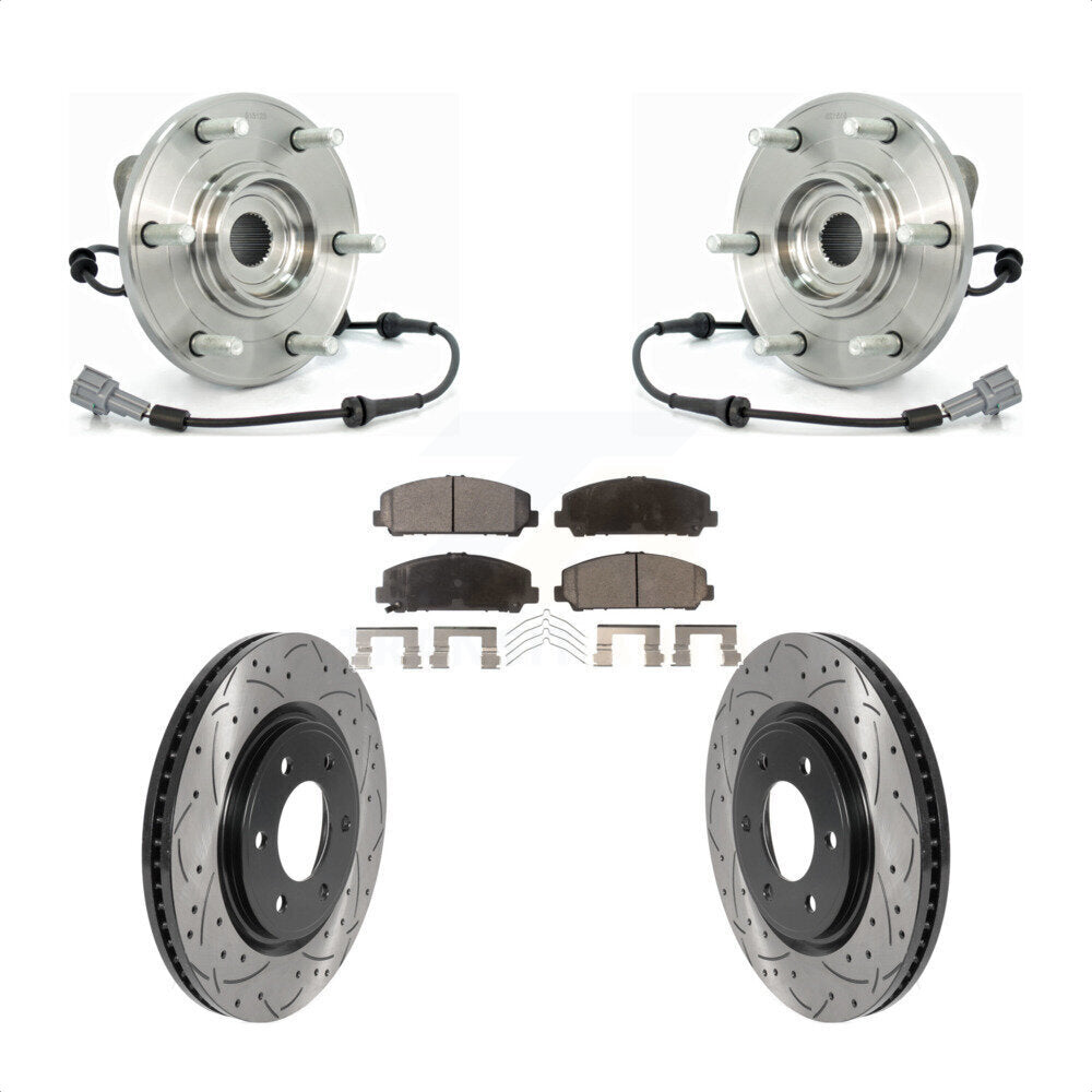 Front Hub Bearing Drilled Slot Brake Rotor Pads Kit For Nissan TITAN Armada INFINITI QX56 KBB-115809