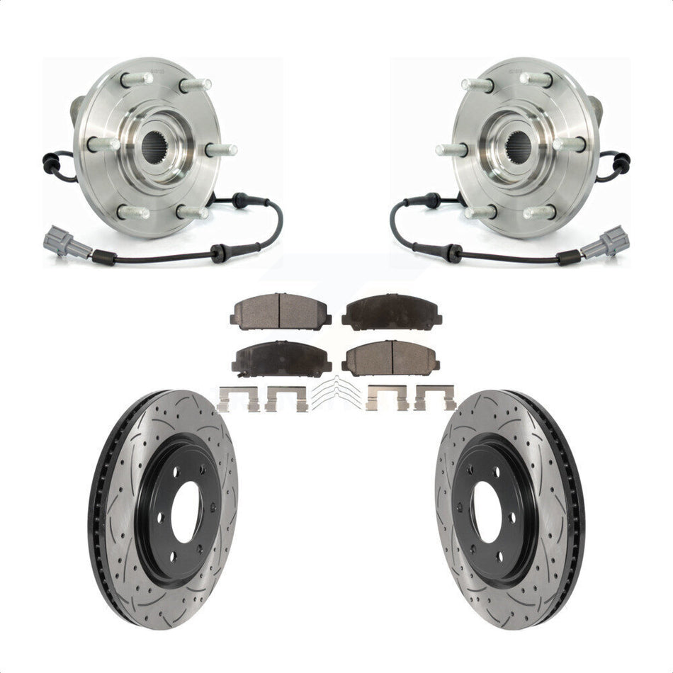 Front Hub Bearing Drilled Slot Brake Rotor Pads Kit For Nissan TITAN Armada INFINITI QX56 KBB-115809