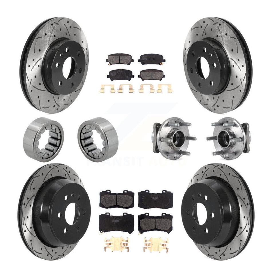 Front Rear Hub Bearing Coated Brake Rotor Pads Shoe Kit (10Pc) For Chevrolet Colorado GMC KBB-115825