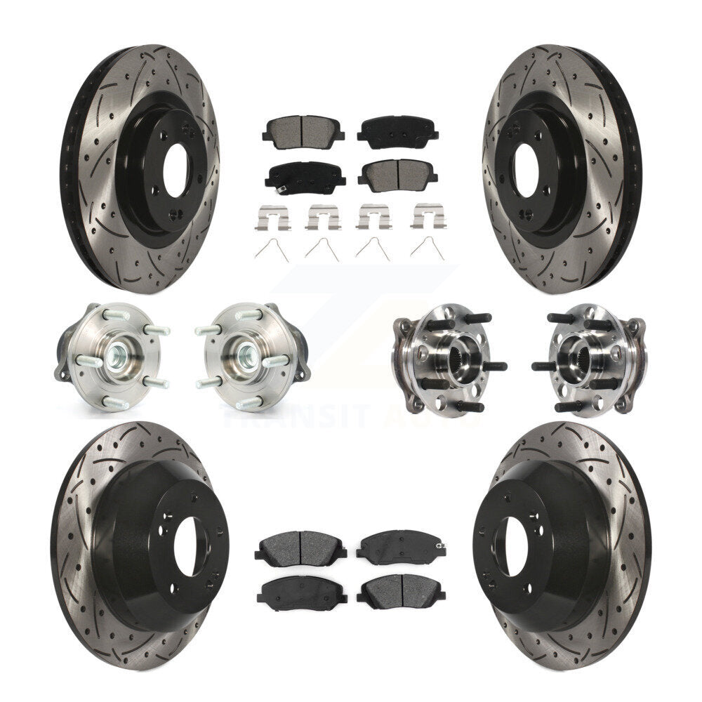 Front Rear Hub Bearing Coated Disc Brake Rotor Pad Kit (10Pc) For Hyundai Santa Fe XL FWD KBB-115831
