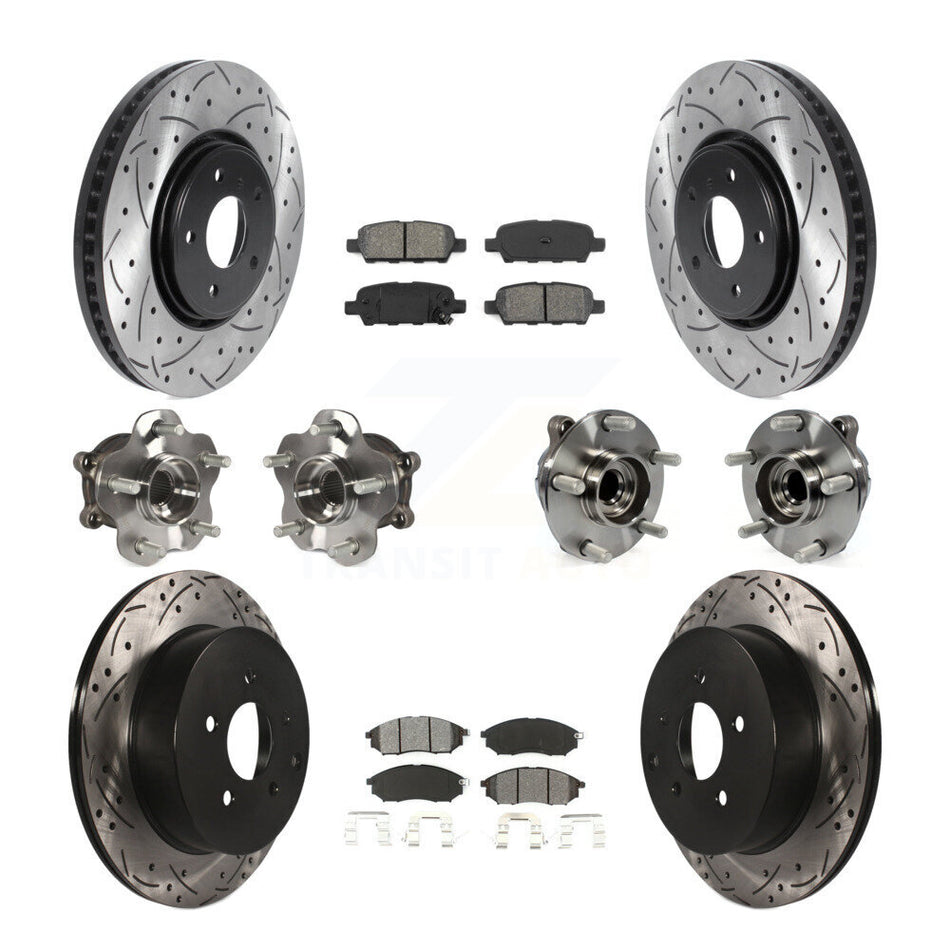 Front Rear Hub Bearings Assembly Coated Disc Brake Rotors And Semi-Metallic Pads Kit (10Pc) For Infiniti FX35 QX70 INFINITI KBB-115833