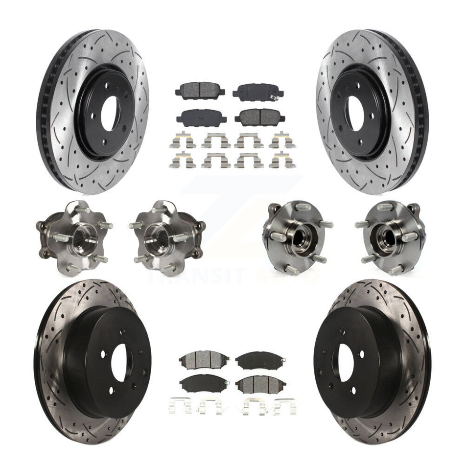 Front Rear Hub Bearings Assembly Coated Disc Brake Rotors And Semi-Metallic Pads Kit (10Pc) For Infiniti FX35 QX70 INFINITI KBB-115833