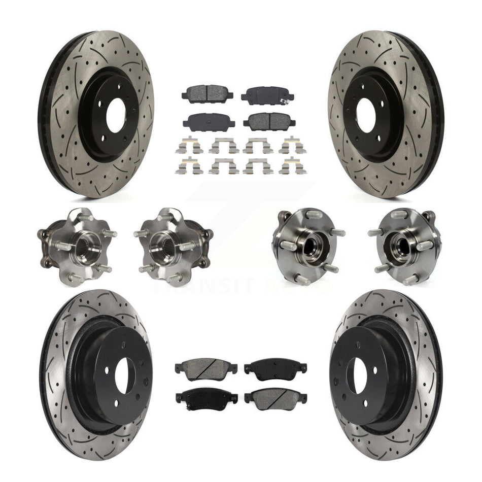 Front Rear Hub Bearings Coated Disc Brake Rotors And Pads Kit (10Pc) For INFINITI G35 Q60 KBB-115834