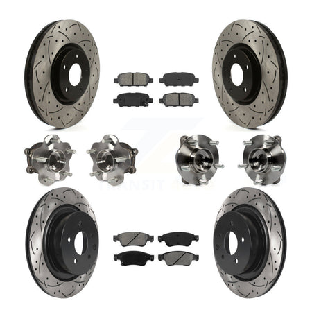 Front Rear Hub Bearings Coated Disc Brake Rotors And Pads Kit (10Pc) For INFINITI G35 Q60 KBB-115836