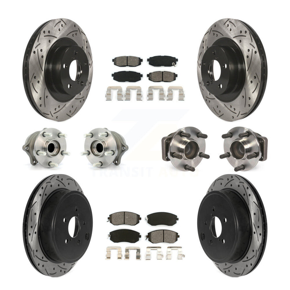 Front Rear Hub Bearings Assembly Coated Disc Brake Rotors And Semi-Metallic Pads Kit (10Pc) For Toyota 86 KBB-115845