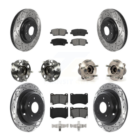 Front Rear Hub Bearing Coated Disc Brake Rotor & Pads Kit (10Pc) For Hyundai Genesis 4.6L KBB-115848