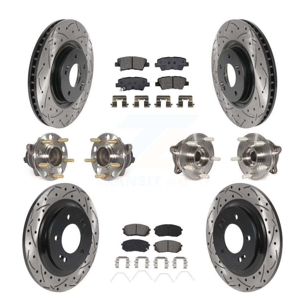 Front Rear Hub Bearing Assembly Coated Disc Brake Rotor And Pad Kit (10Pc) For Kia Optima KBB-115864