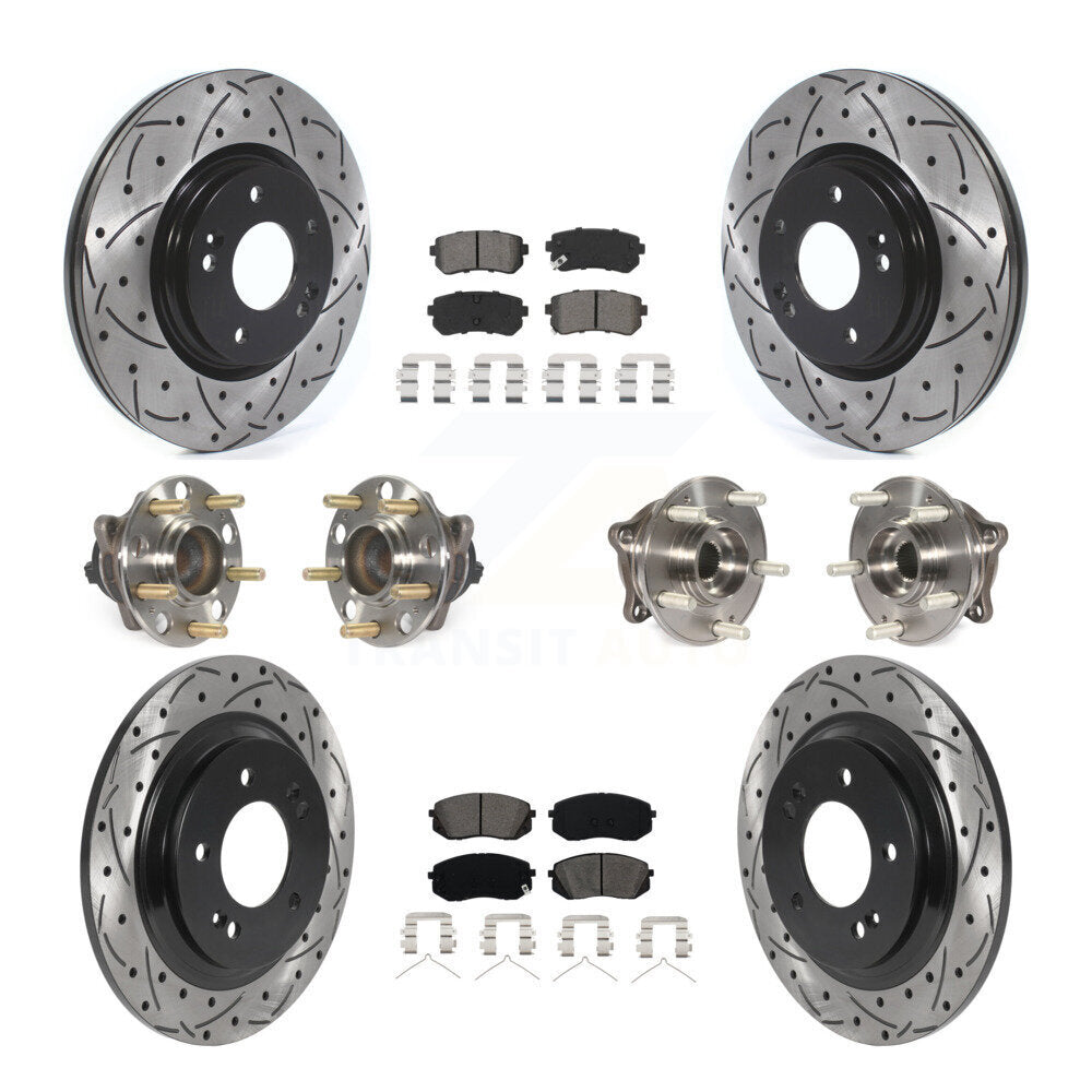 Front Rear Hub Bearing Assembly Coated Disc Brake Rotor And Pad Kit (10Pc) For Kia Optima KBB-115869