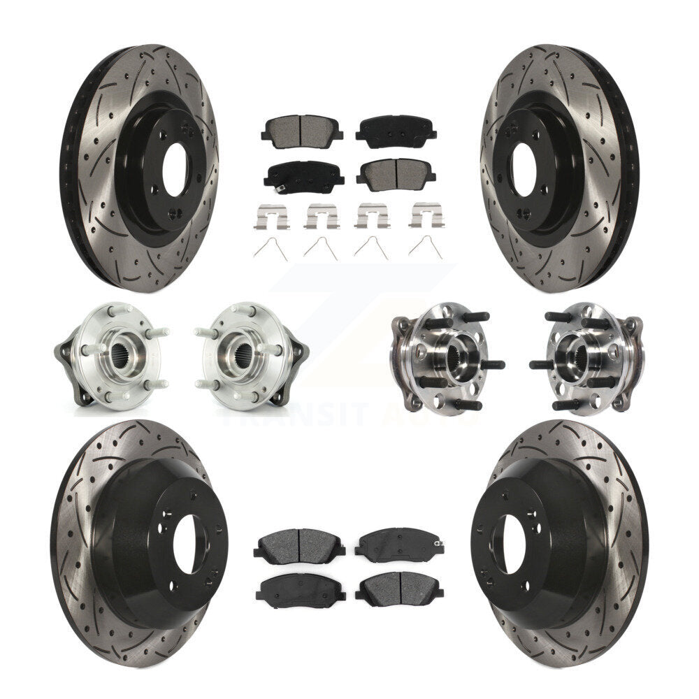 Front Rear Hub Bearing Coated Disc Brake Rotor Pad Kit (10Pc) For Hyundai Santa Fe XL AWD KBB-115877