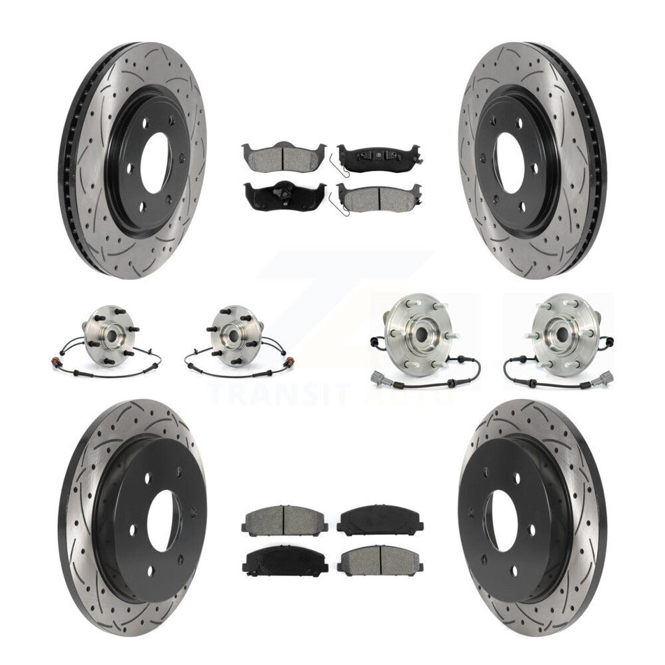 Front Rear Hub Bearings Assembly Coated Disc Brake Rotors And Semi-Metallic Pads Kit (10Pc) For Nissan Armada Infiniti QX56 INFINITI KBB-115883