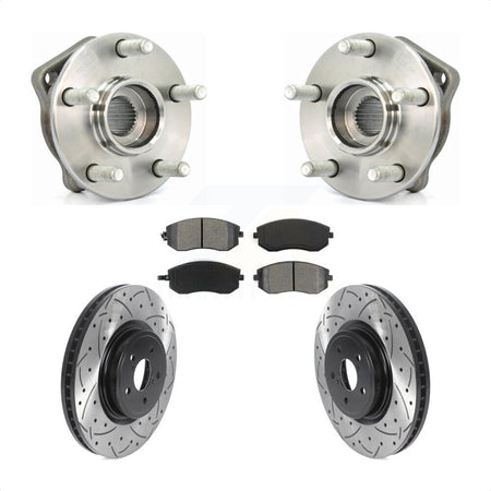 Front Hub Bearing Assembly Coated Drilled Slotted Brake Rotor & Pad Kit For Subaru Legacy KBB-115895