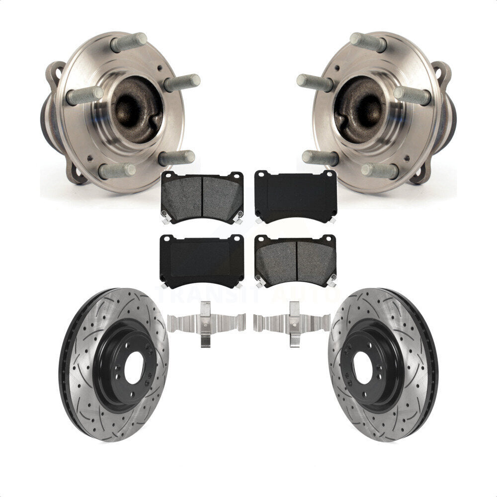Front Hub Bearing Assembly Coated Drilled Slotted Brake Rotor Pad Kit For Hyundai Genesis KBB-115898