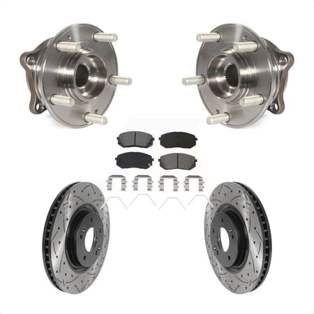 Front Hub Bearing Assembly Drilled Slot Brake Rotor Pad Kit For Hyundai Sonata Kia Optima KBB-115916
