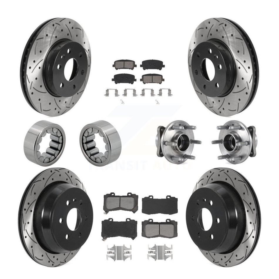 Front Rear Hub Bearing Coated Brake Rotor Pads Shoe Kit (10Pc) For Chevrolet Colorado GMC KBB-115933