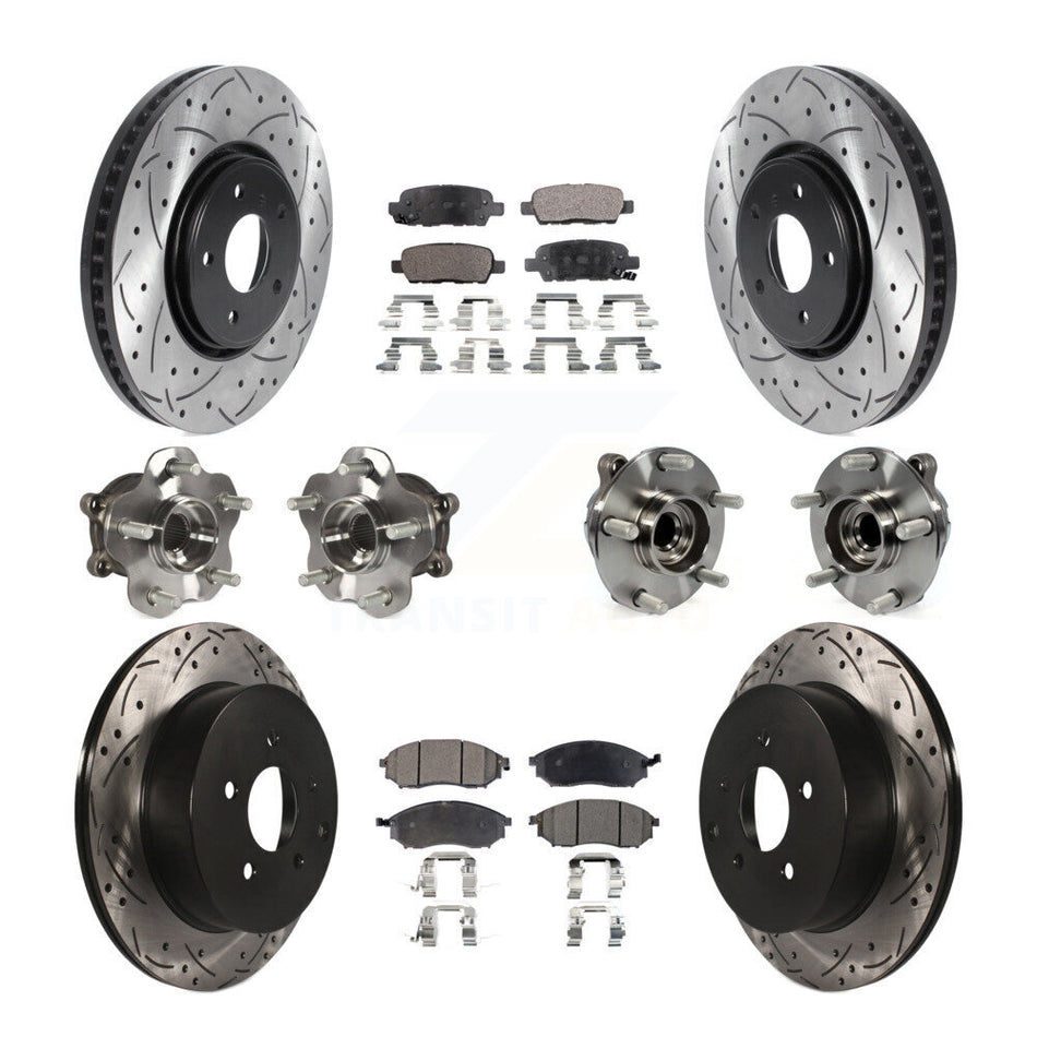 Front Rear Hub Bearings Assembly Coated Disc Brake Rotors And Ceramic Pads Kit (10Pc) For Infiniti FX35 QX70 INFINITI KBB-115941