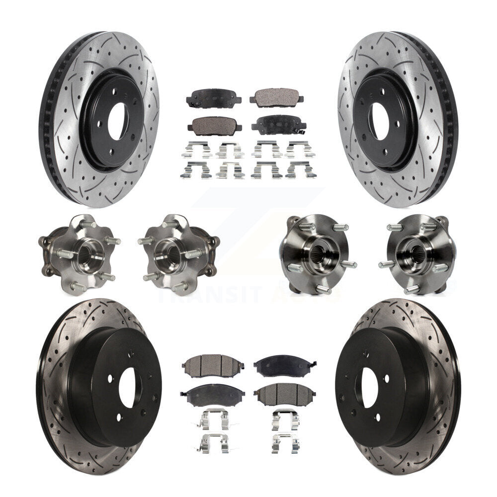 Front Rear Hub Bearing Coated Disc Brake Rotor Pads Kit (10Pc) For INFINITI FX35 FX37 AWD KBB-115943