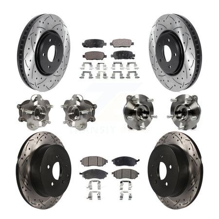 Front Rear Hub Bearing Coated Disc Brake Rotor Pads Kit (10Pc) For INFINITI FX35 FX37 AWD KBB-115943