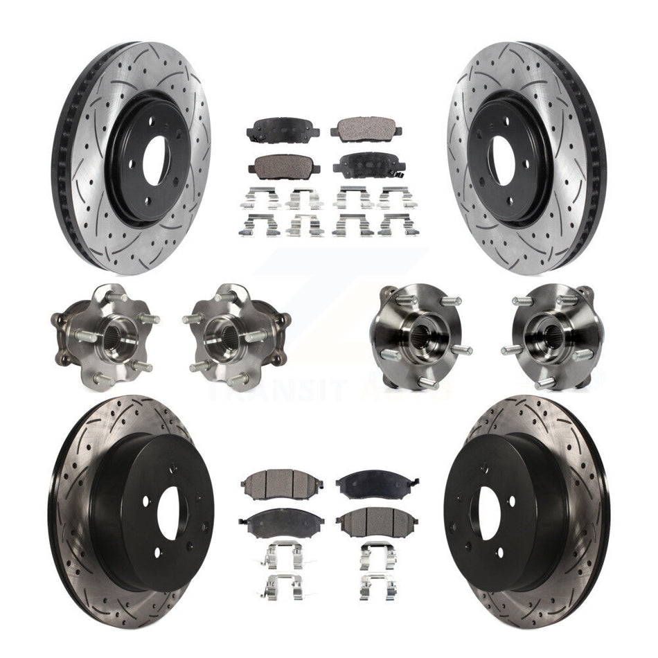 Front Rear Hub Bearing Coated Disc Brake Rotor Pads Kit (10Pc) For INFINITI FX35 FX37 AWD KBB-115943