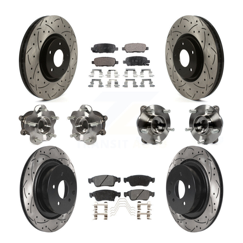 Front Rear Hub Bearings Coated Disc Brake Rotors And Pads Kit (10Pc) For INFINITI G35 Q60 KBB-115944