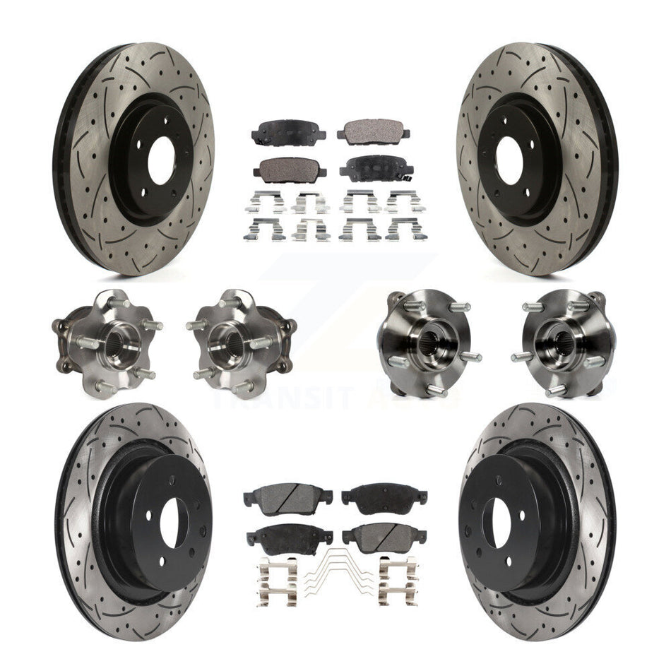 Front Rear Hub Bearings Coated Disc Brake Rotors And Pads Kit (10Pc) For INFINITI G35 Q60 KBB-115944