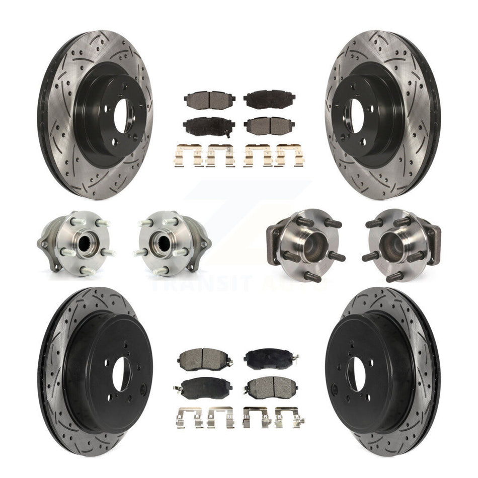 Front Rear Hub Bearing Coated Disc Brake Rotor & Pads Kit (10Pc) For Toyota 86 Subaru BRZ KBB-115954
