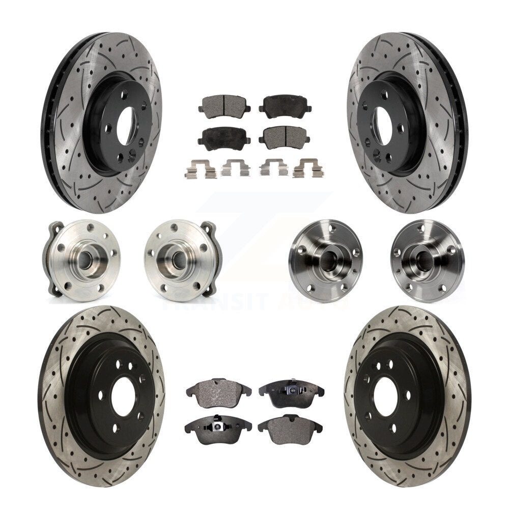 Front Rear Hub Bearing Coated Disc Brake Rotor Pad Kit (10Pc) For 2013-2014 Volvo S60 AWD KBB-115955