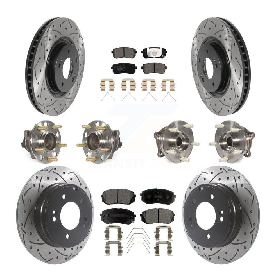 Front Rear Hub Bearing Coated Disc Brake Rotor And Ceramic Pads Kit (10Pc) For Kia Optima KBB-115971