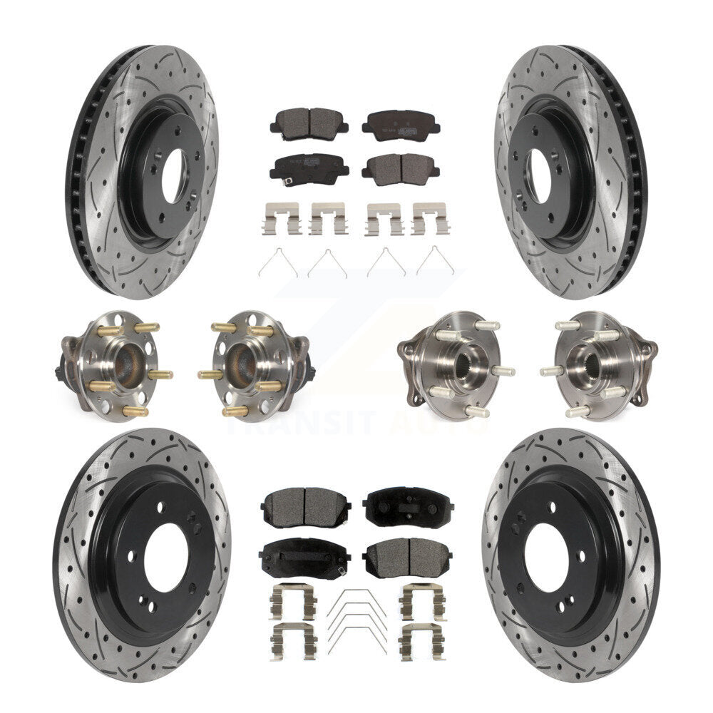 Front Rear Hub Bearing Coated Disc Brake Rotor And Ceramic Pads Kit (10Pc) For Kia Optima KBB-115973