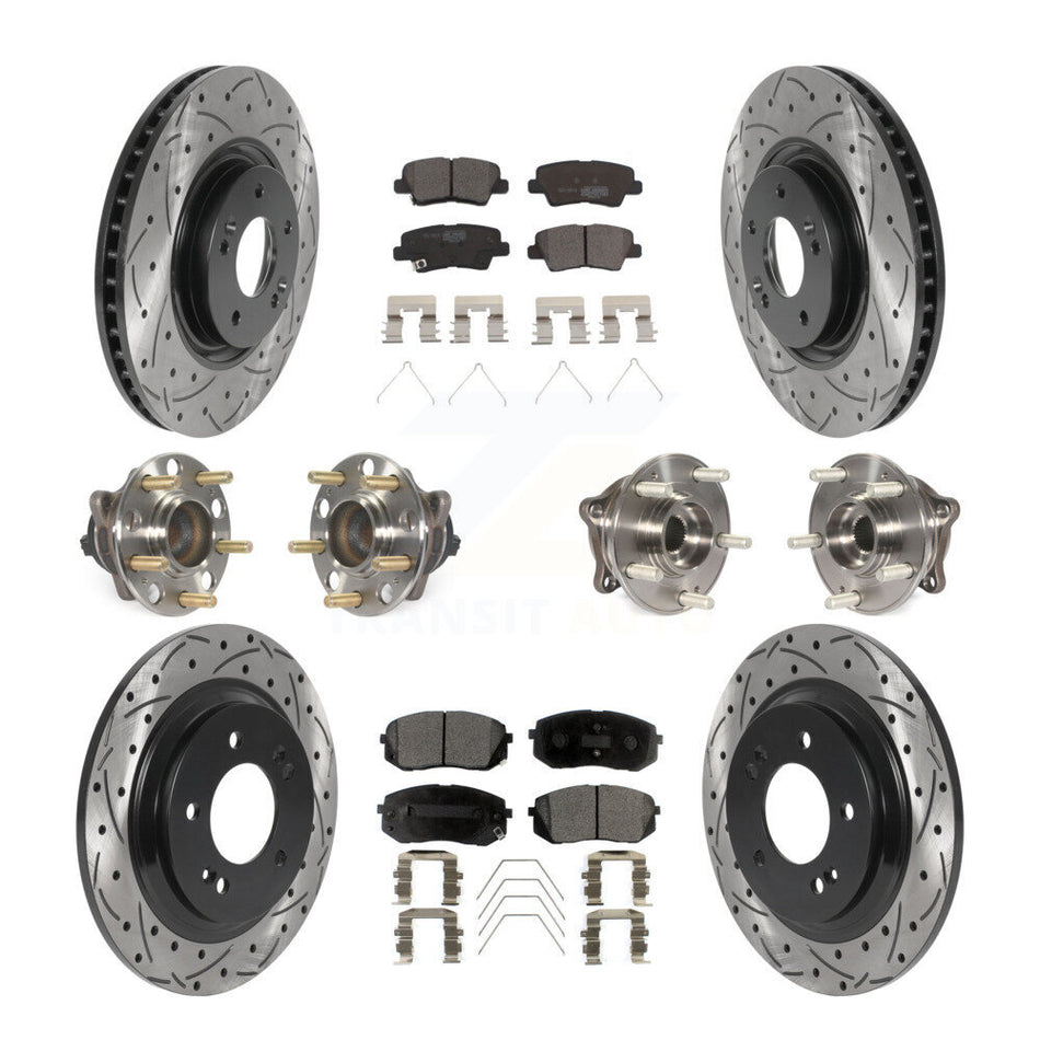 Front Rear Hub Bearing Coated Disc Brake Rotor And Ceramic Pads Kit (10Pc) For Kia Optima KBB-115973