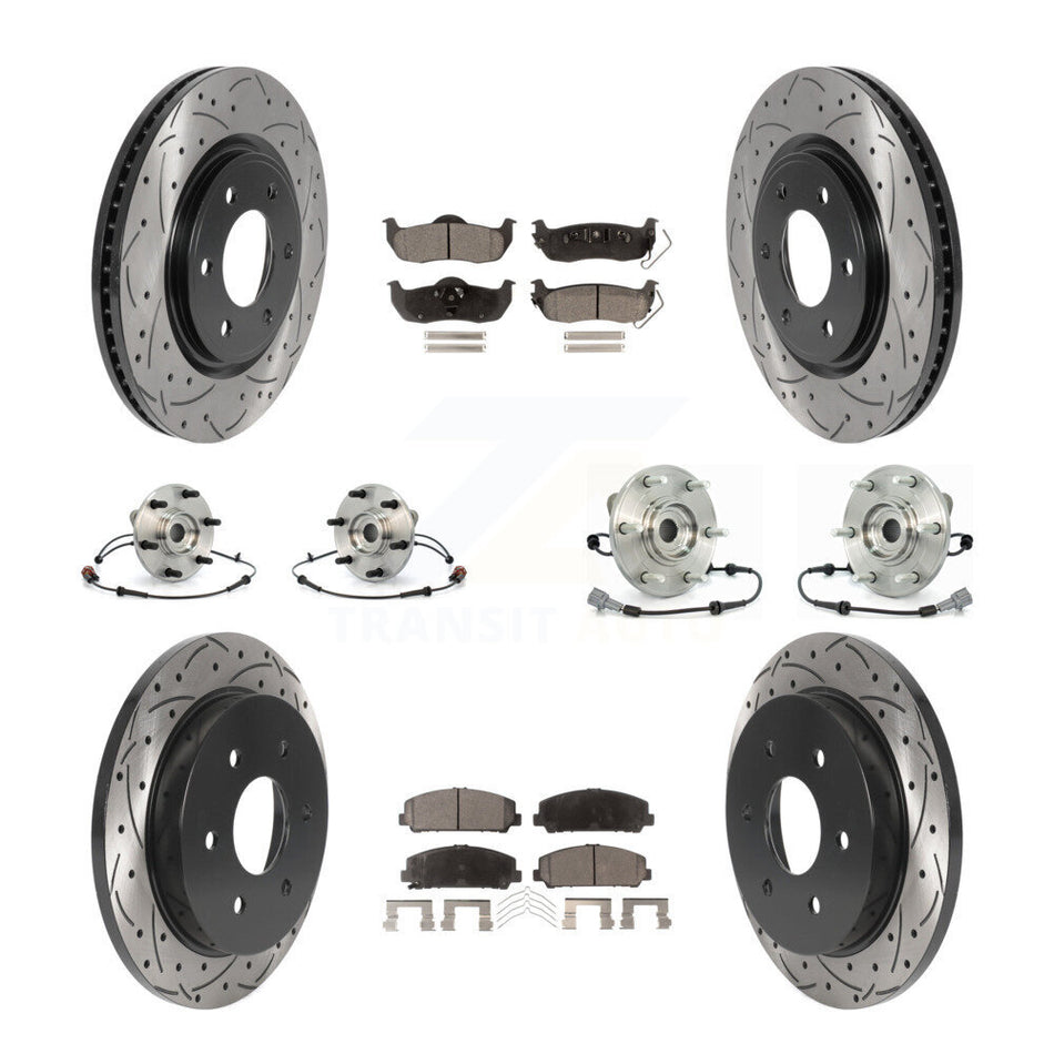 Front Rear Hub Bearings Assembly Coated Disc Brake Rotors And Ceramic Pads Kit (10Pc) For Nissan Armada Infiniti QX56 INFINITI KBB-115996