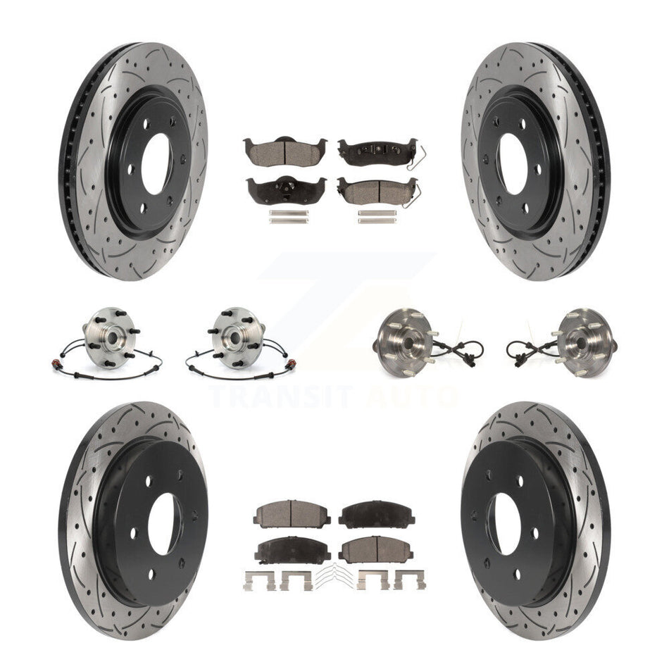 Front Rear Hub Bearings Assembly Coated Disc Brake Rotors And Ceramic Pads Kit (10Pc) For 2012 Nissan Armada 4WD From 12 11 KBB-115997