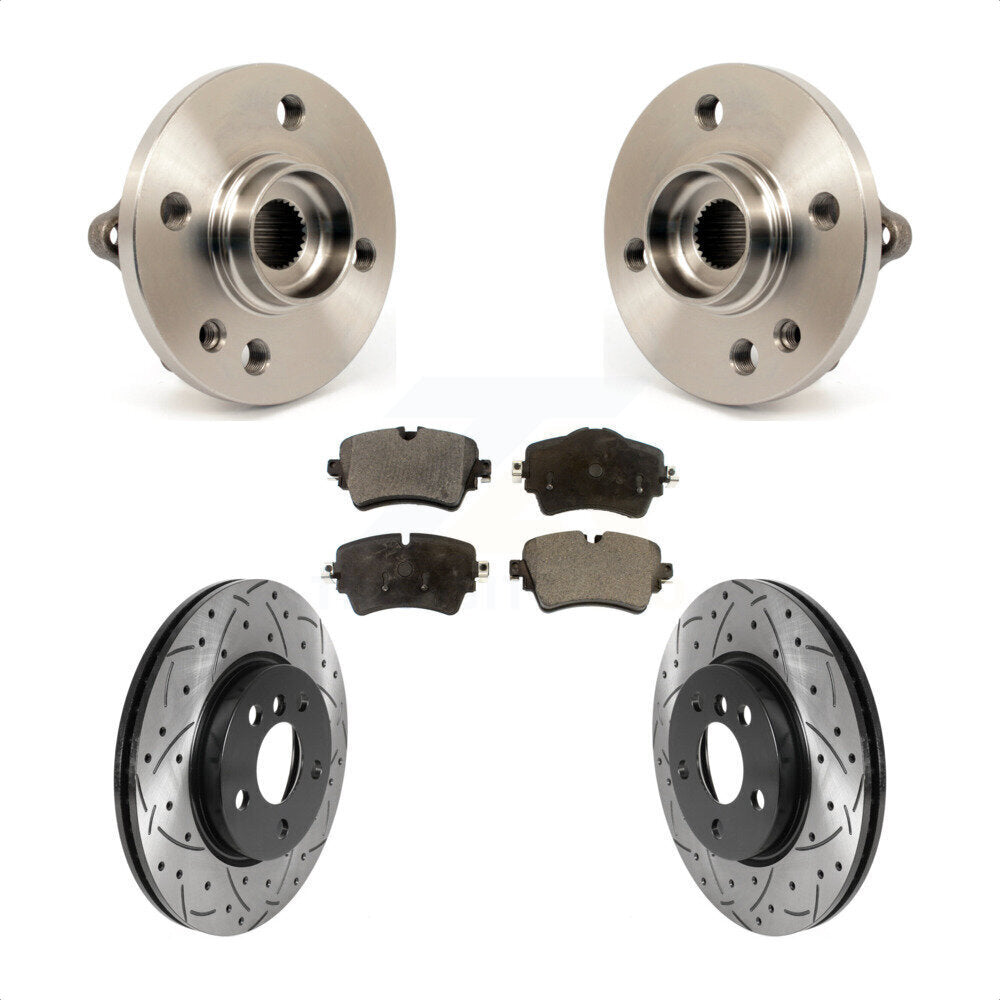 Front Hub Bearing Assembly Coat Drill Slot Brake Rotor Pads Kit For 2015 Mini Cooper 1.6L KBB-116020