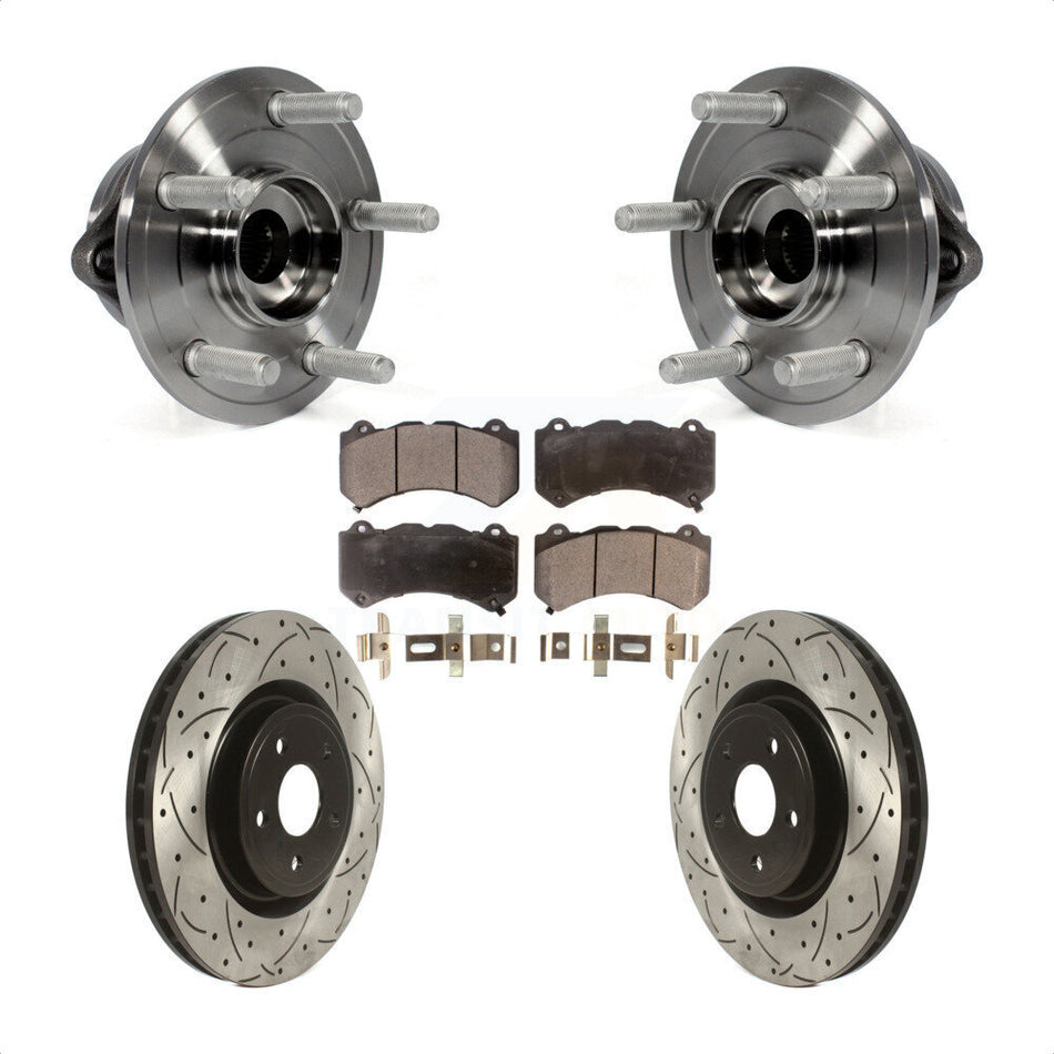 Front Hub Bearing Assembly With Coated Drilled Slotted Disc Brake Rotors And Ceramic Pads Kit For Jeep Grand Cherokee Dodge Durango KBB-116023