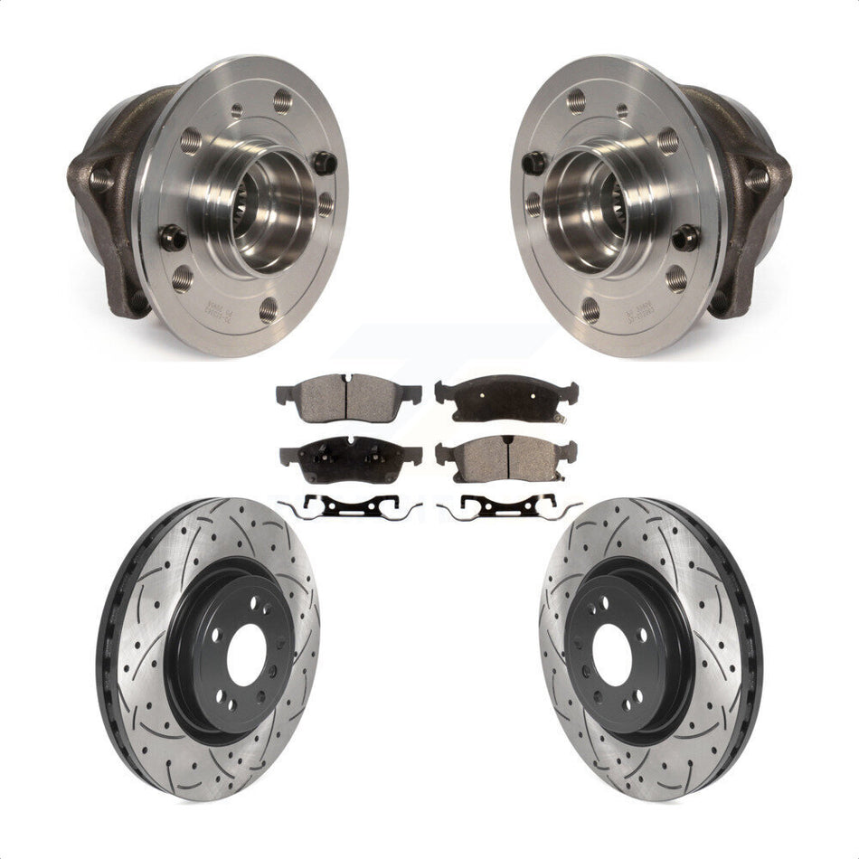 Front Hub Bearing Assembly With Coated Drilled Slotted Disc Brake Rotors And Ceramic Pads Kit For Mercedes-Benz ML350 GLE350 ML250 GLE300d KBB-116031