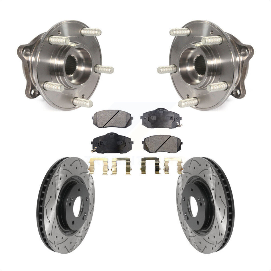 Front Hub Bearing Drilled Slot Brake Rotor Pads Kit For Hyundai Tucson Sonata Kia Cadenza KBB-116032