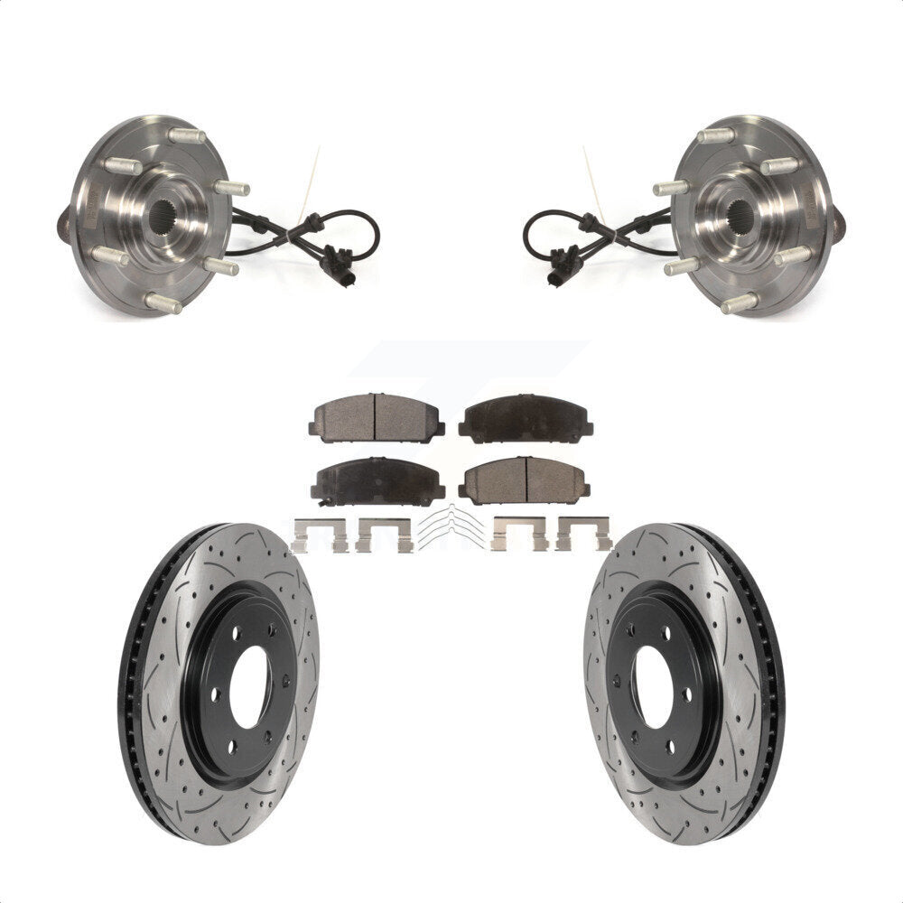 Front Hub Bearing Assembly Coated Drill Slot Brake Rotor Pads Kit For Nissan TITAN Armada KBB-116041