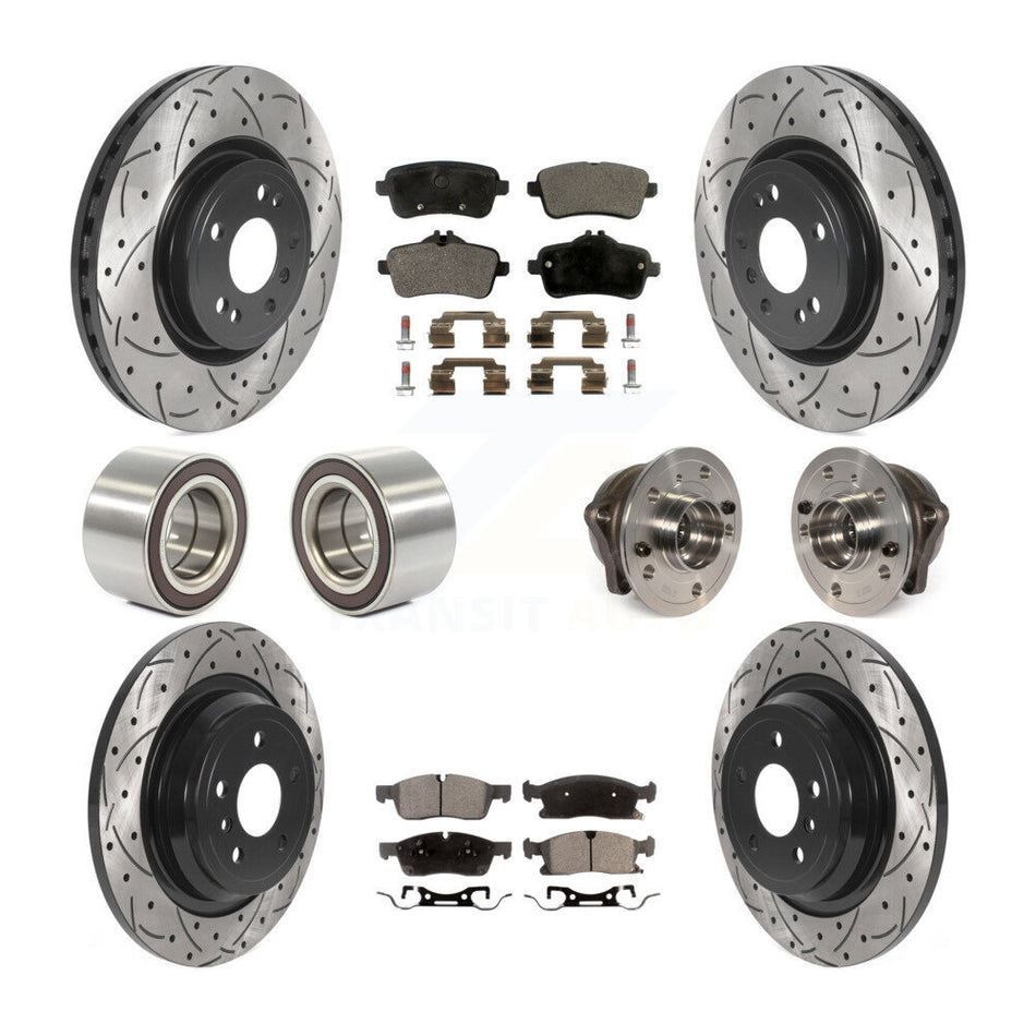 Front Rear Wheel Hub Bearings Assembly Coated Disc Brake Rotors And Ceramic Pads Shoes Kit (10Pc) For Mercedes-Benz ML350 GLE350 ML250 GLE300d KBB-116053